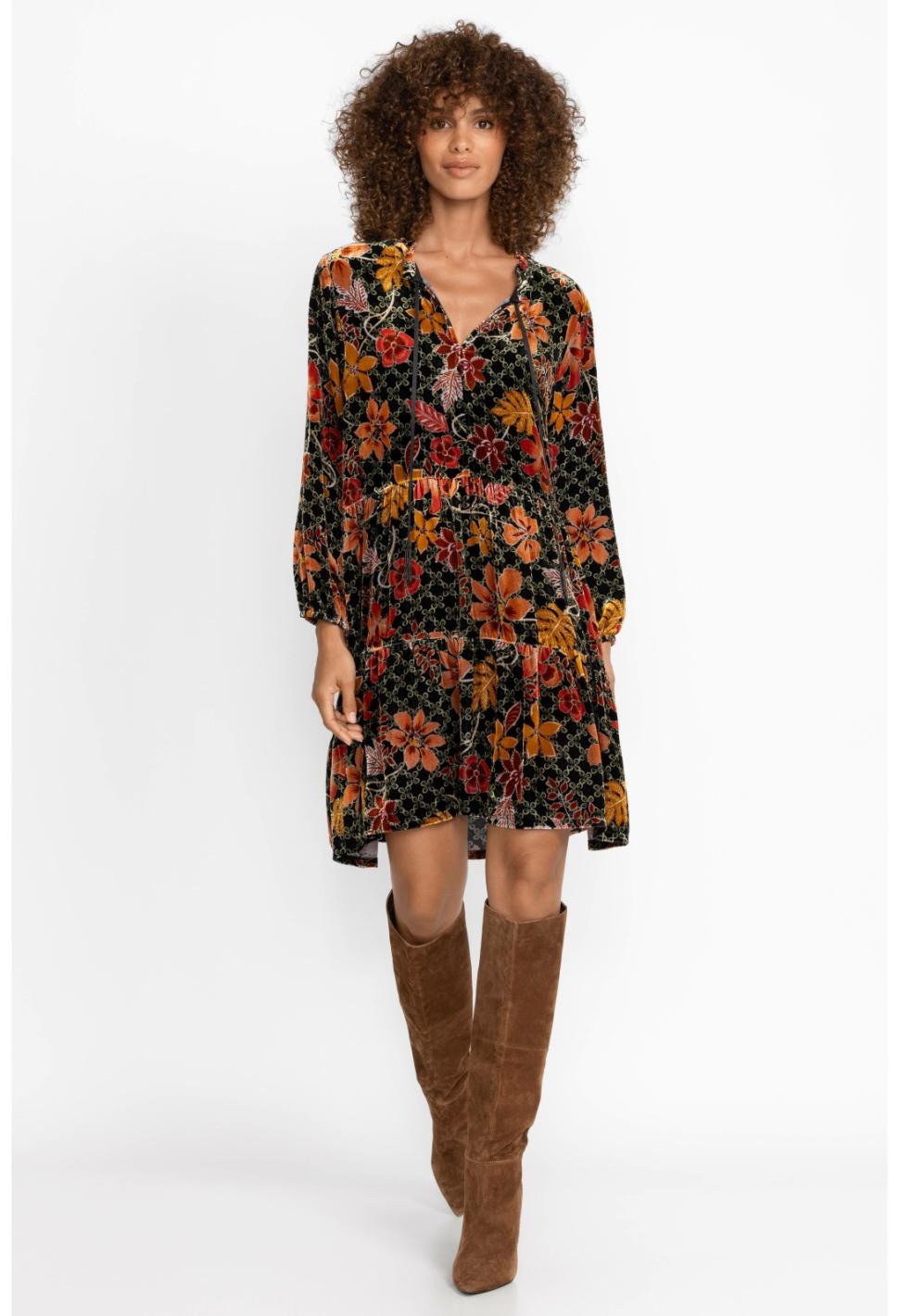 Women Dresses | Johnny Was Jasmoon Flore Velvet Field Tiered Dress Jasmoon Flore