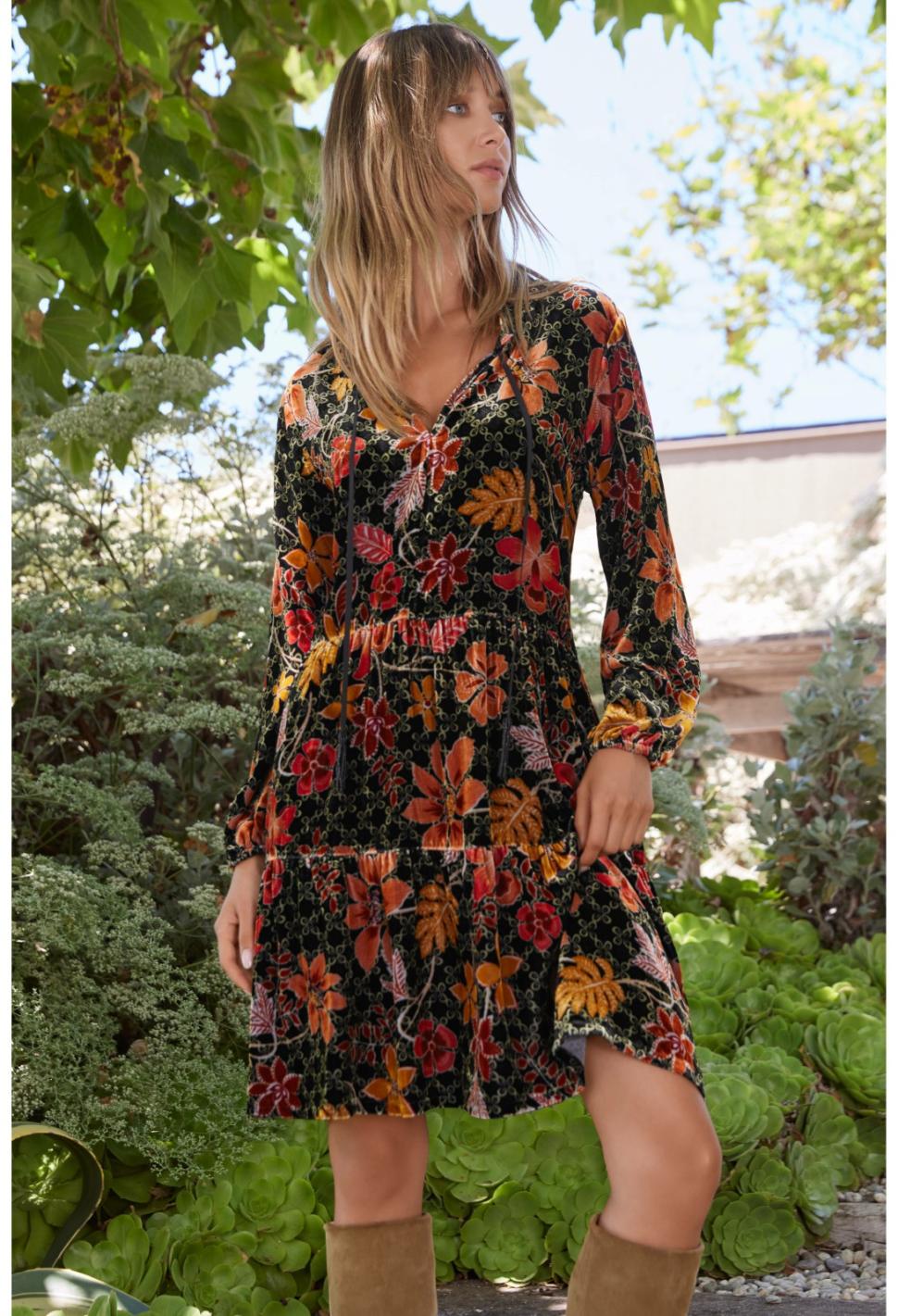 Women Dresses | Johnny Was Jasmoon Flore Velvet Field Tiered Dress Jasmoon Flore