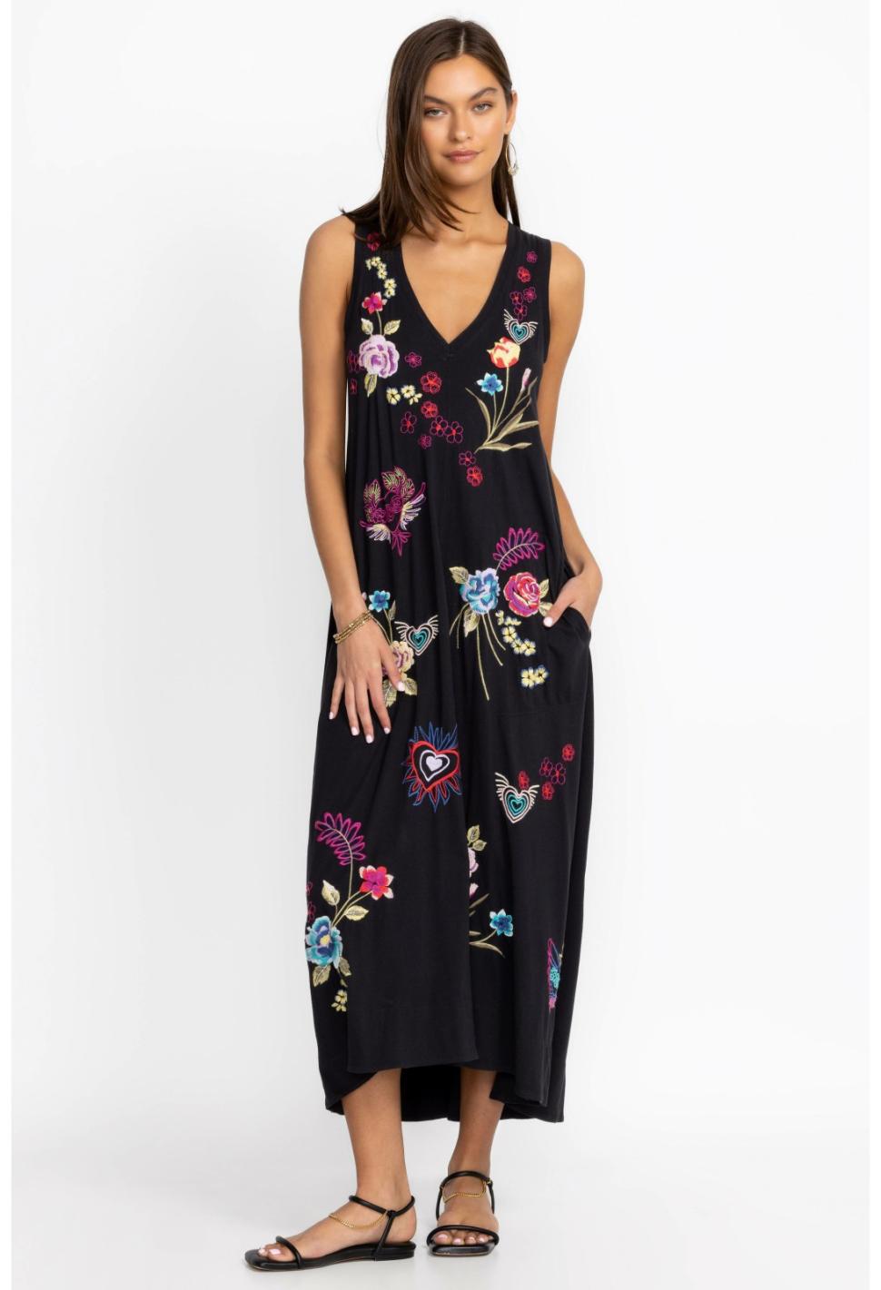 Women Dresses | Johnny Was Jessi Knit V-Neck Maxi Dress Black