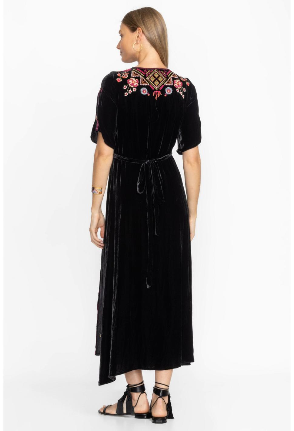 Women Dresses | Johnny Was Lilith Velvet Wrap Dress Black