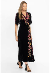 Women Dresses | Johnny Was Lilith Velvet Wrap Dress Black
