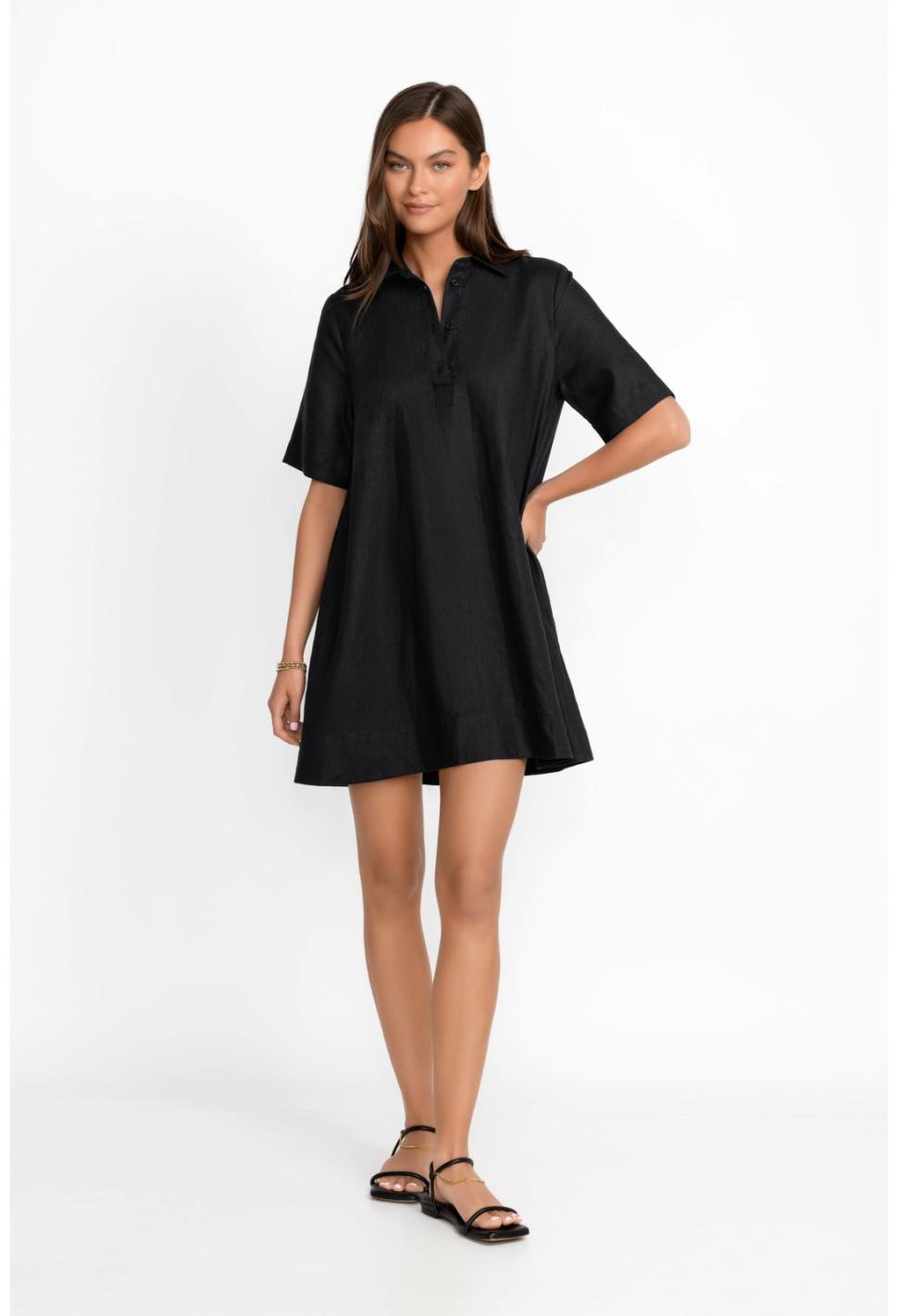 Women Dresses | Johnny Was Linen Polo Dress Black Beauty