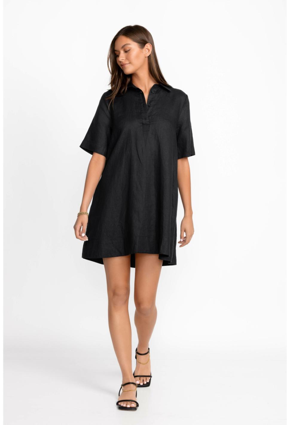 Women Dresses | Johnny Was Linen Polo Dress Black Beauty