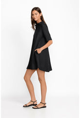 Women Dresses | Johnny Was Linen Polo Dress Black Beauty