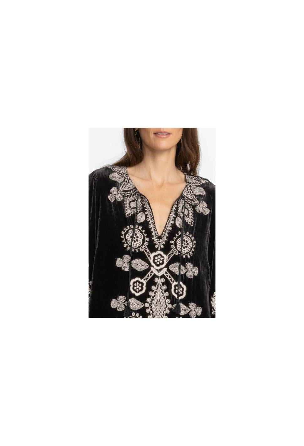 Women Dresses | Johnny Was Liona Velvet Kimono Sleeve Dress Black