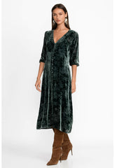 Women Dresses | Johnny Was Natalia Silk Midi Dress Emerald Green