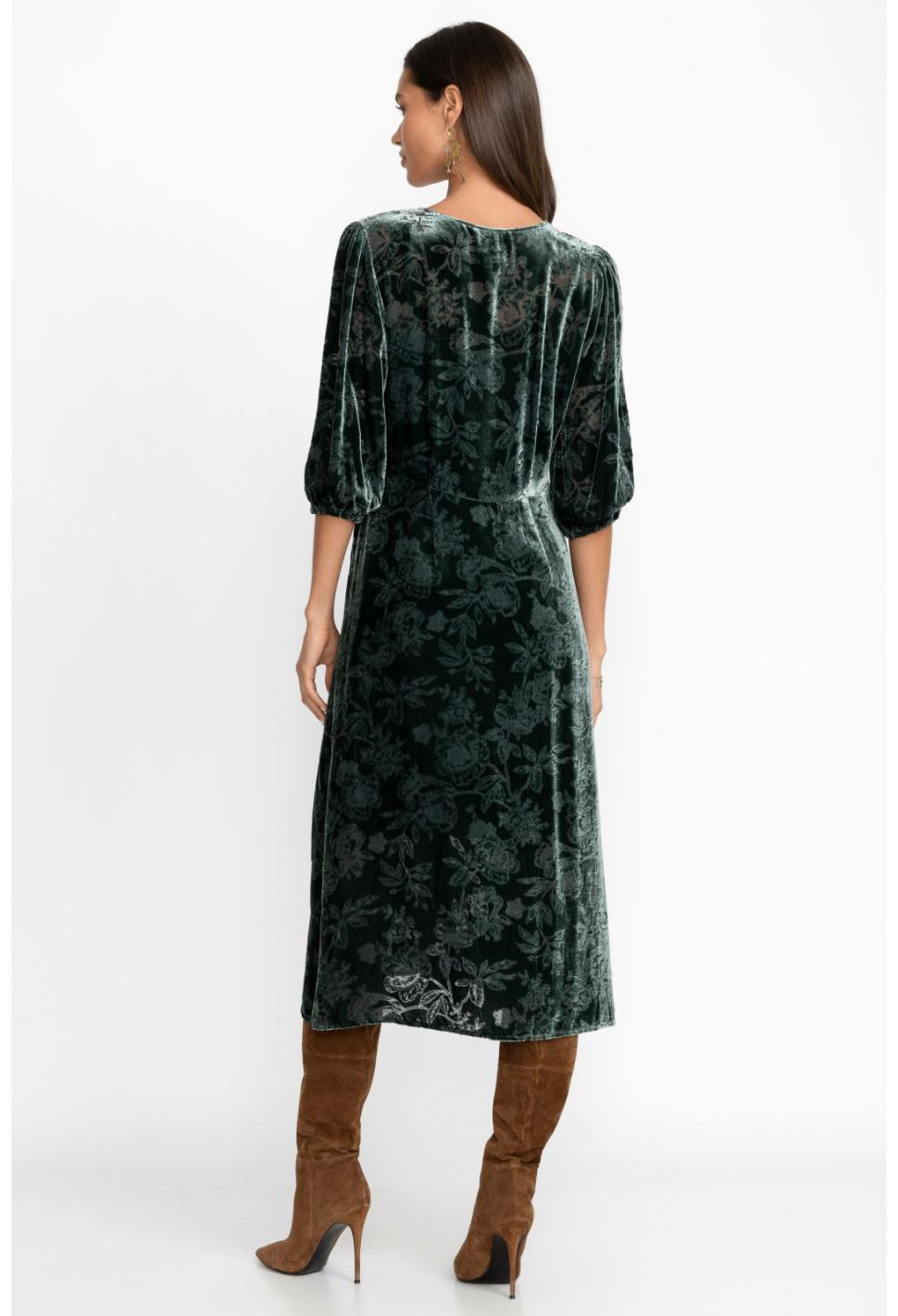 Women Dresses | Johnny Was Natalia Silk Midi Dress Emerald Green