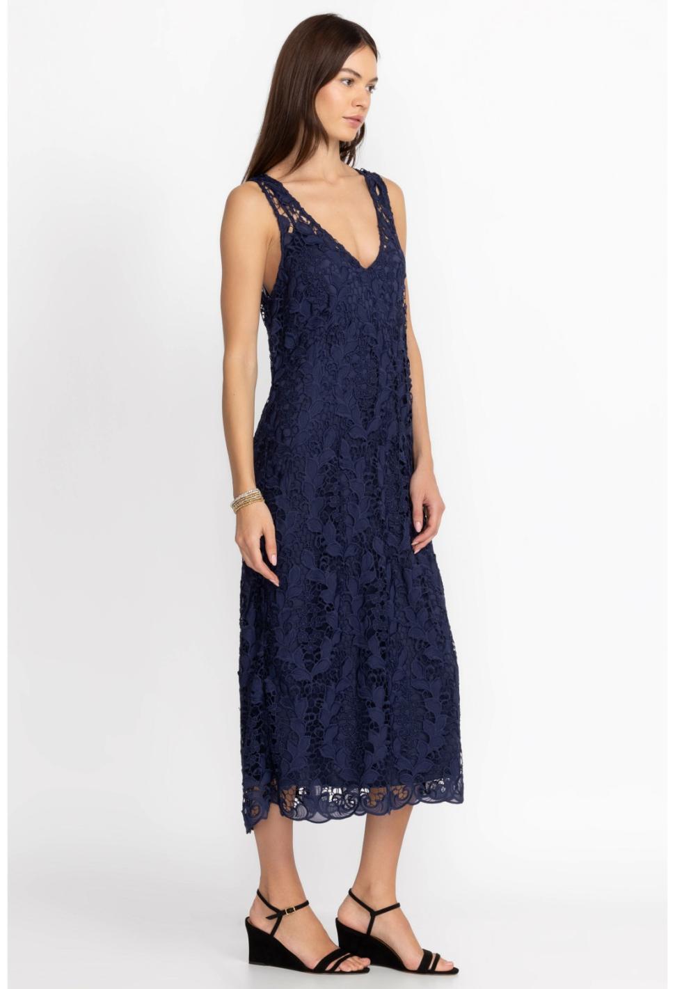 Women Dresses | Johnny Was Natalie Lace Midi Dress Sapphire Blue