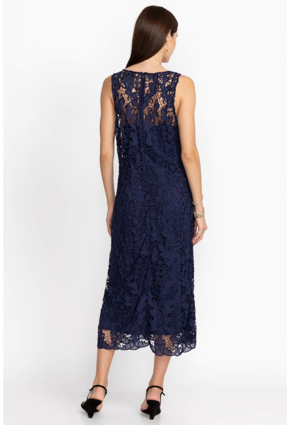 Women Dresses | Johnny Was Natalie Lace Midi Dress Sapphire Blue