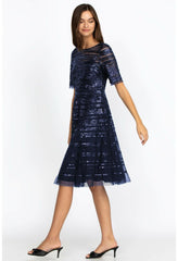 Women Dresses | Johnny Was Navy Beaded Mesh Dress Navy