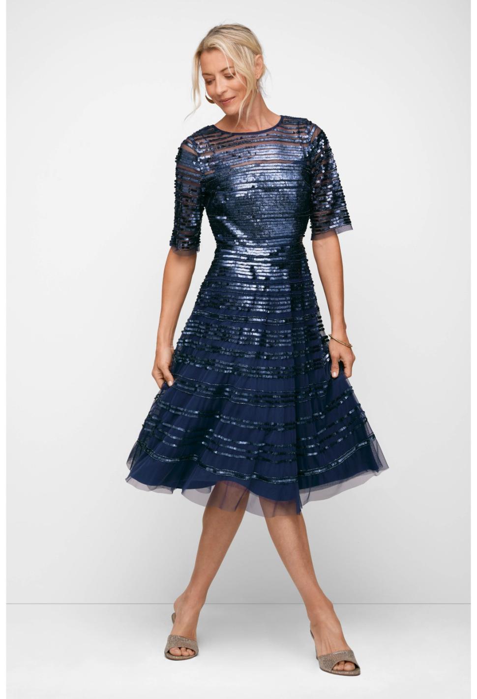 Women Dresses | Johnny Was Navy Beaded Mesh Dress Navy