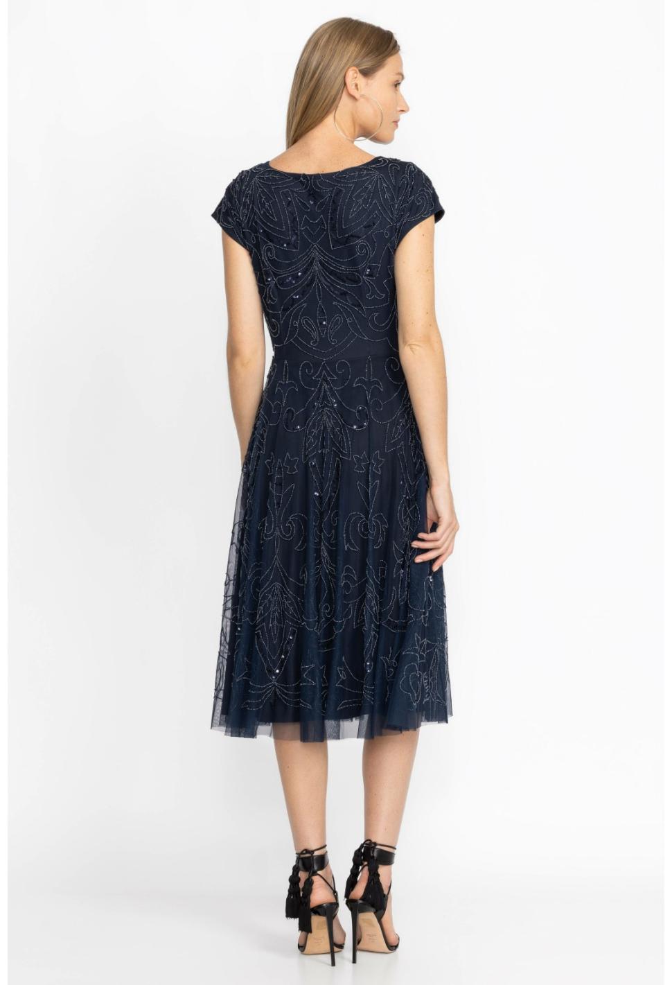 Women Dresses | Johnny Was Paisley Beaded Mesh Dress Navy
