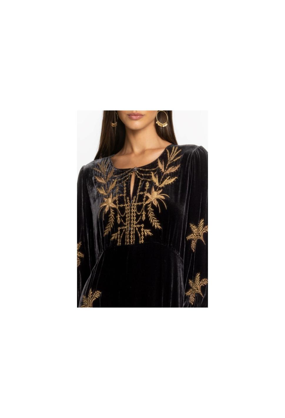 Women Dresses | Johnny Was Palmira Velvet Effortless Midi Dress Black