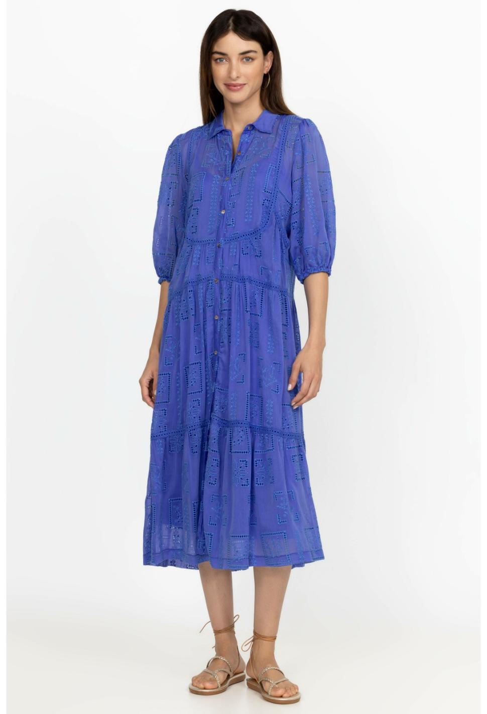 Women Dresses | Johnny Was Sadie Midi Dress Dazzling Blue