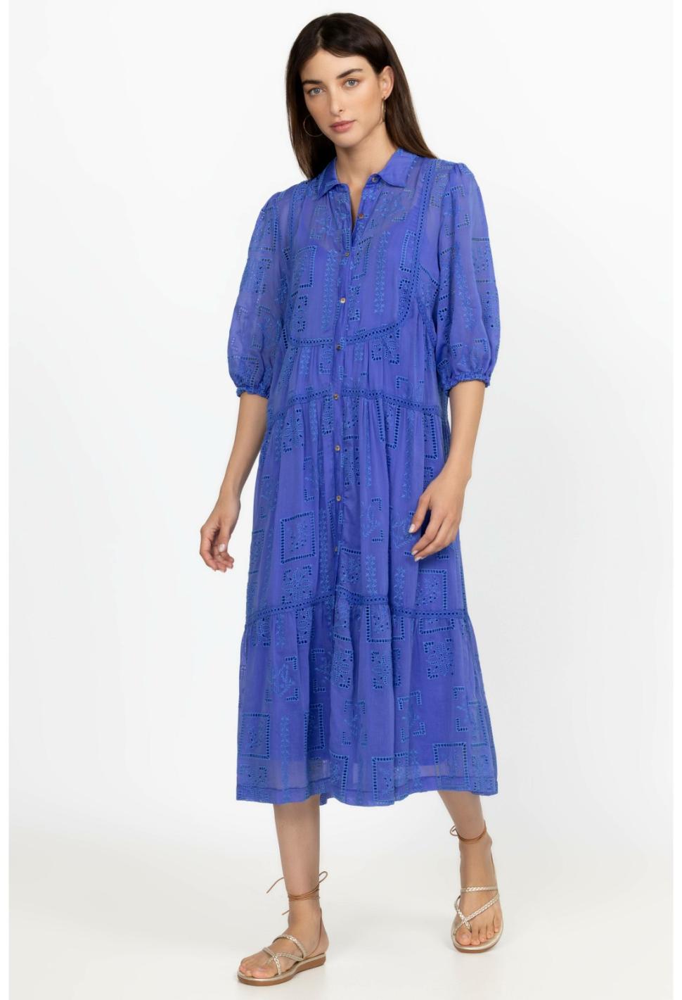 Women Dresses | Johnny Was Sadie Midi Dress Dazzling Blue