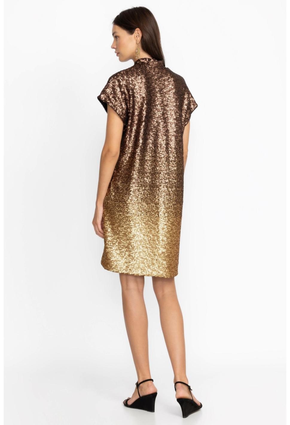 Women Dresses | Johnny Was Sequin Gold Alma Dress Gold