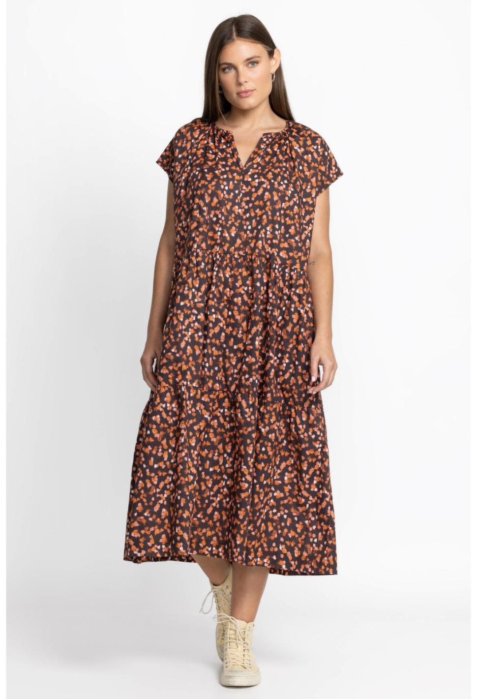 Women Dresses | Johnny Was Shirred Neck Tier Dress Baked Apple Splatter