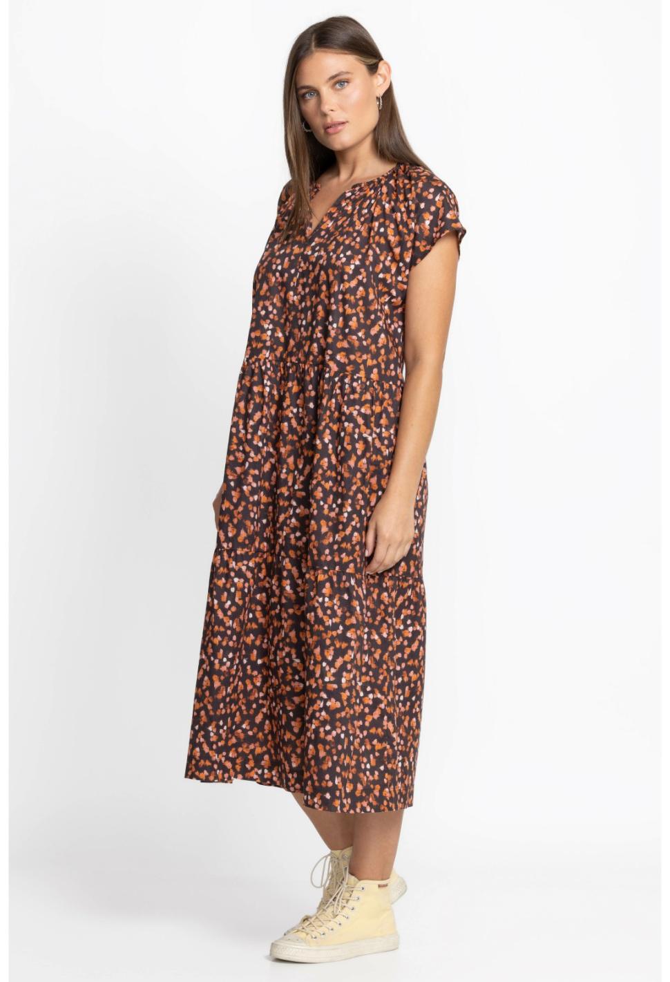 Women Dresses | Johnny Was Shirred Neck Tier Dress Baked Apple Splatter