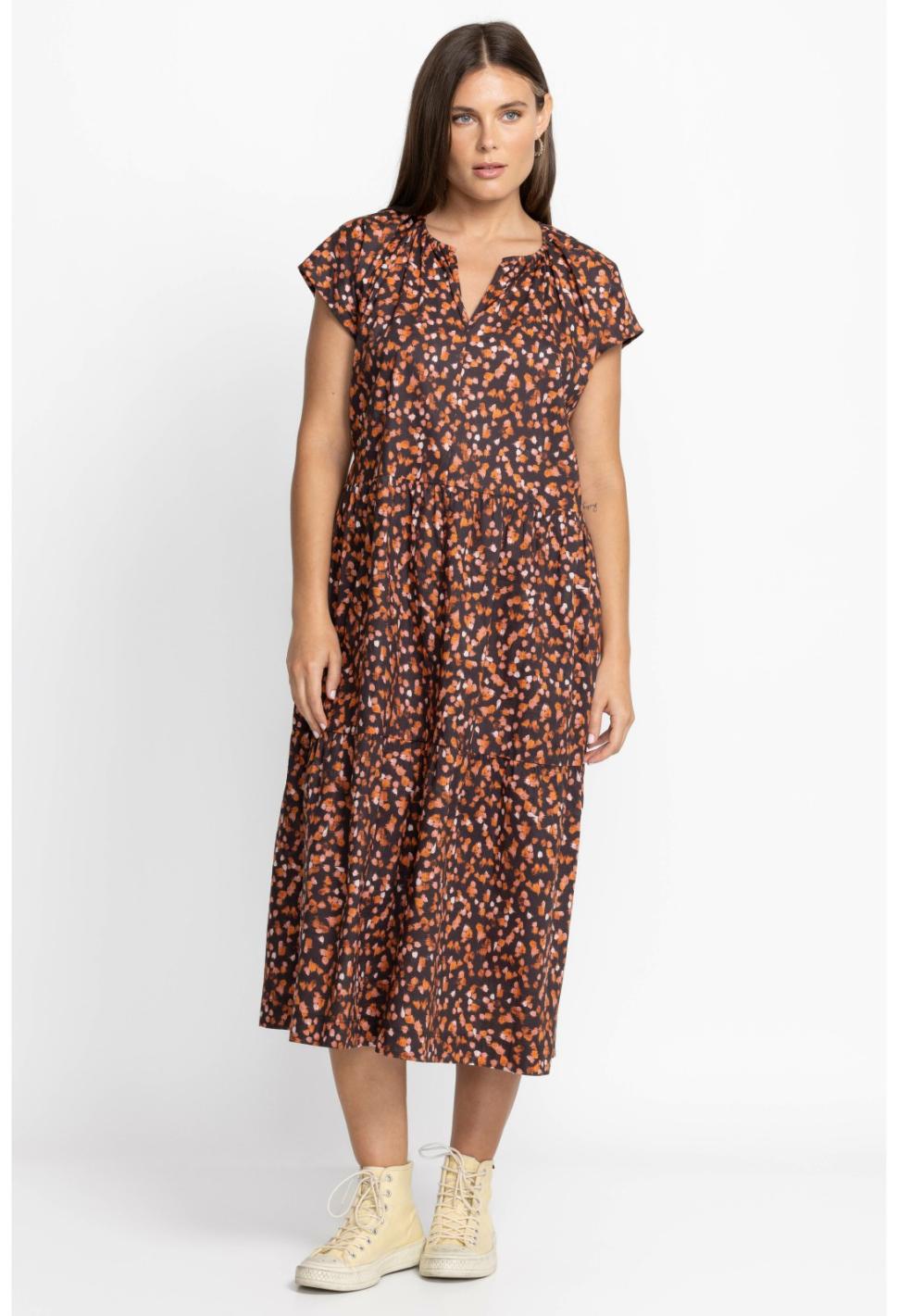 Women Dresses | Johnny Was Shirred Neck Tier Dress Baked Apple Splatter