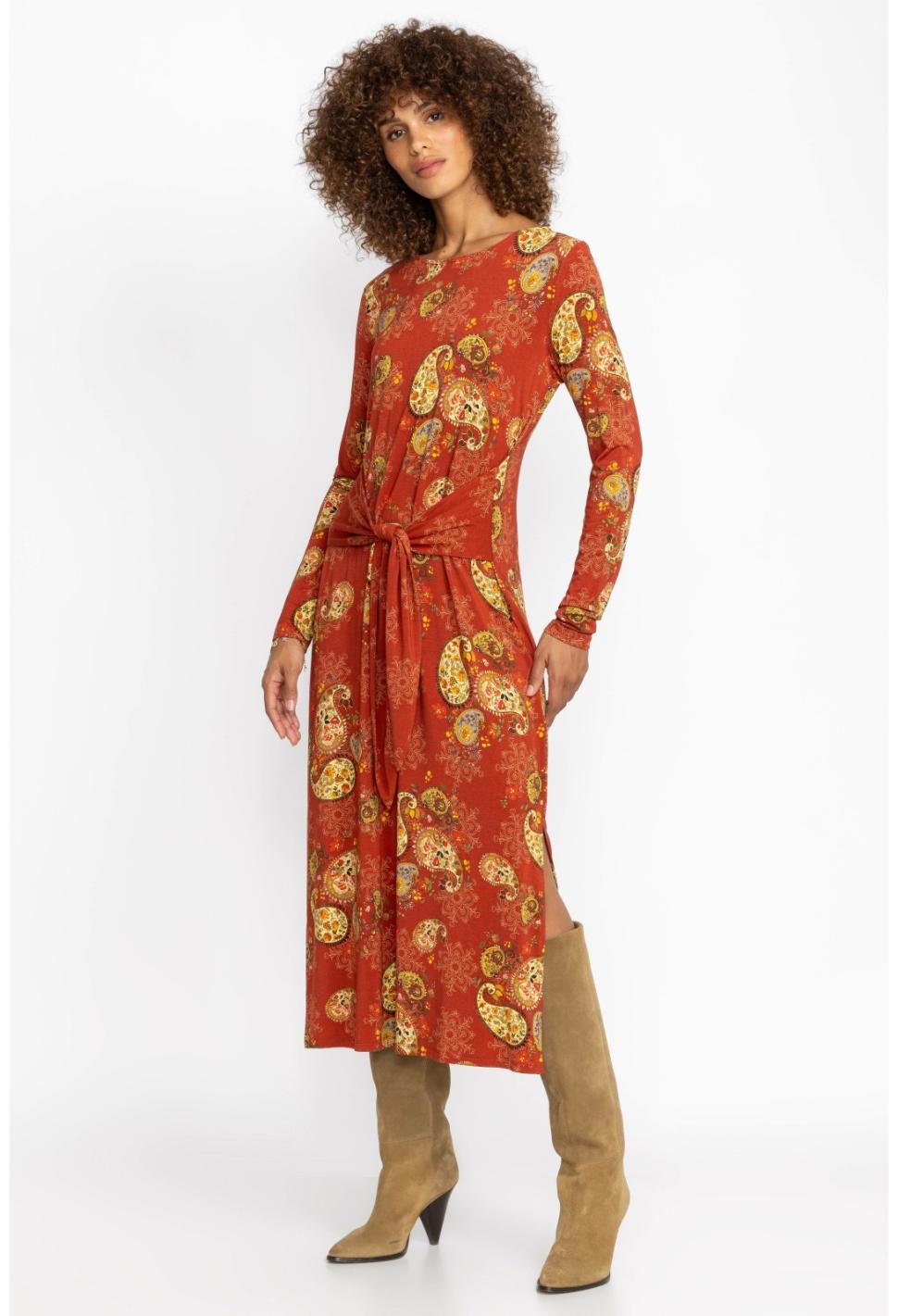Women Dresses | Johnny Was The Janie Favorite Long Sleeve Tie Front Knit Dress Paisley Lace