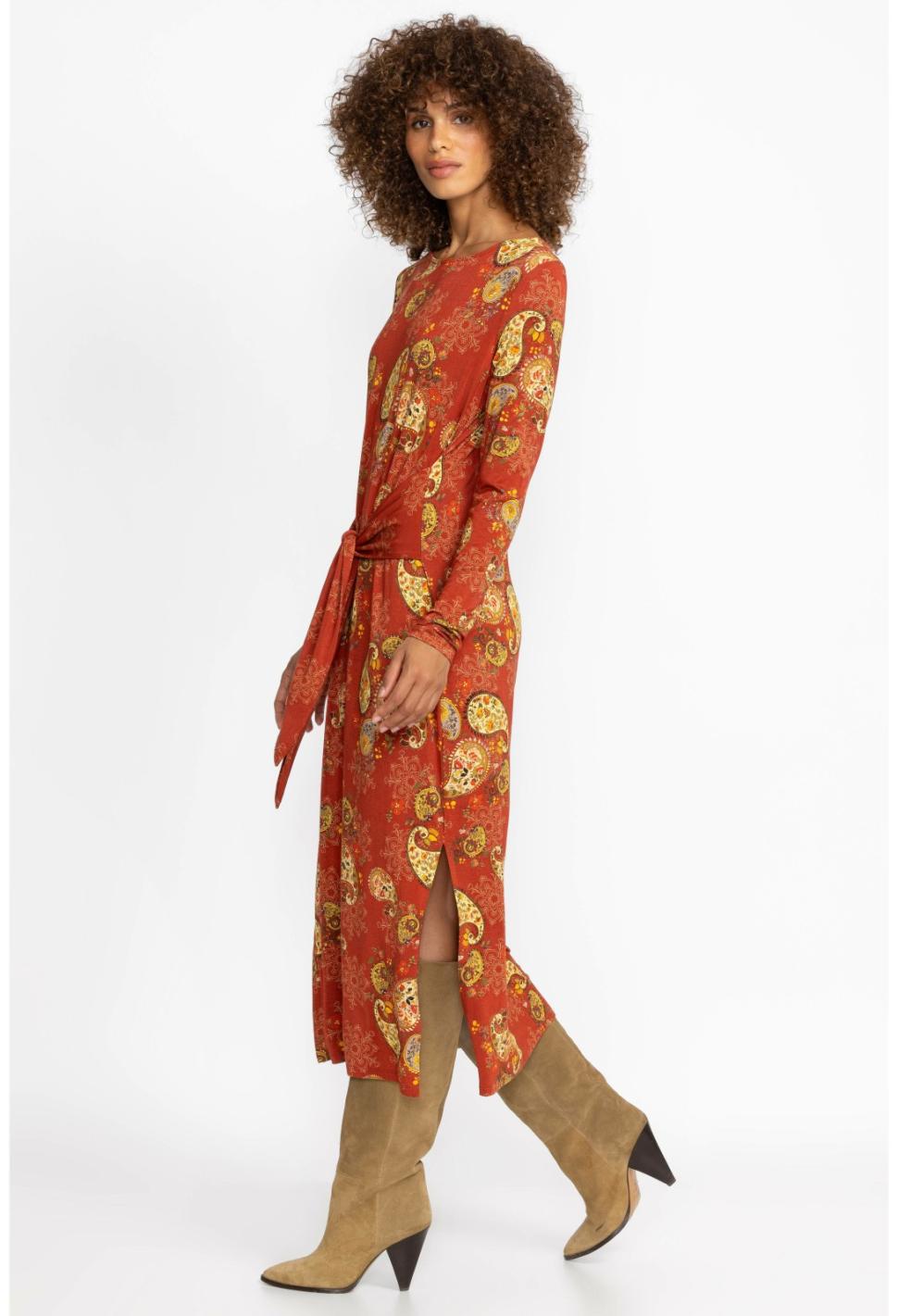 Women Dresses | Johnny Was The Janie Favorite Long Sleeve Tie Front Knit Dress Paisley Lace