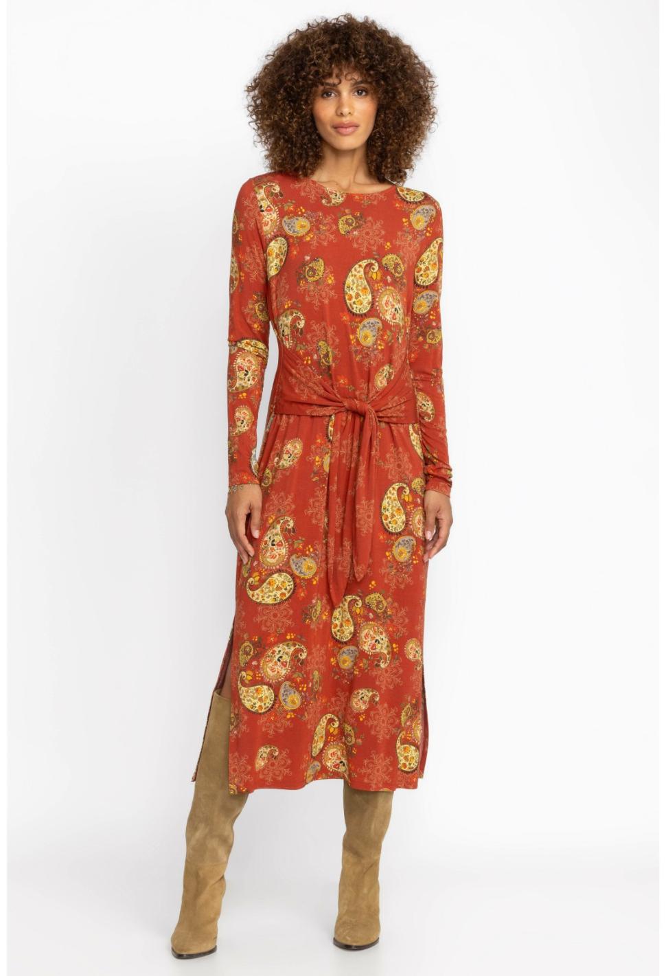 Women Dresses | Johnny Was The Janie Favorite Long Sleeve Tie Front Knit Dress Paisley Lace