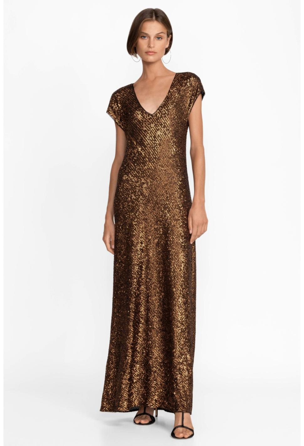 Women Dresses | Johnny Was Toto Sequin Maxi Dress Butterscotch