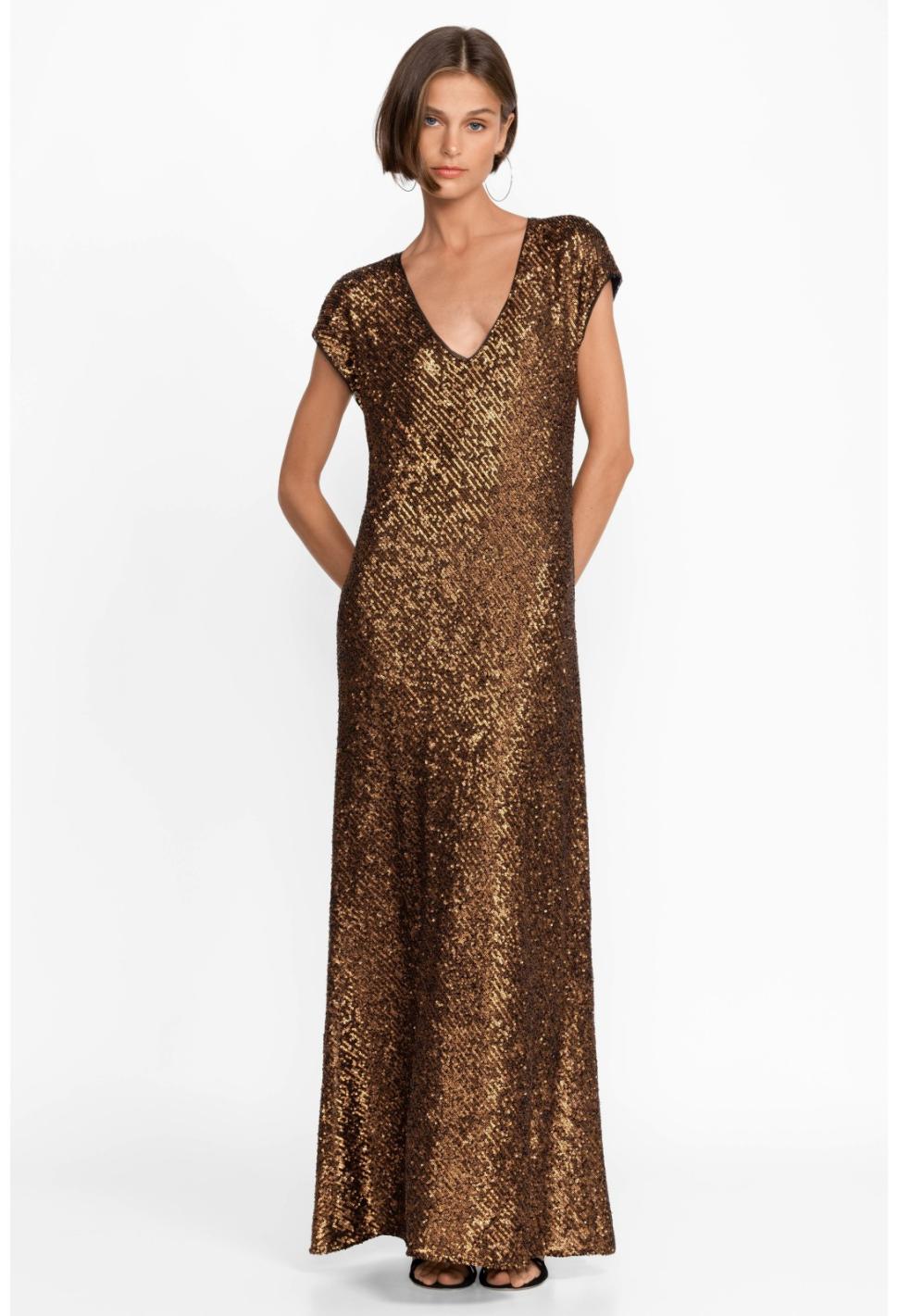 Women Dresses | Johnny Was Toto Sequin Maxi Dress Butterscotch