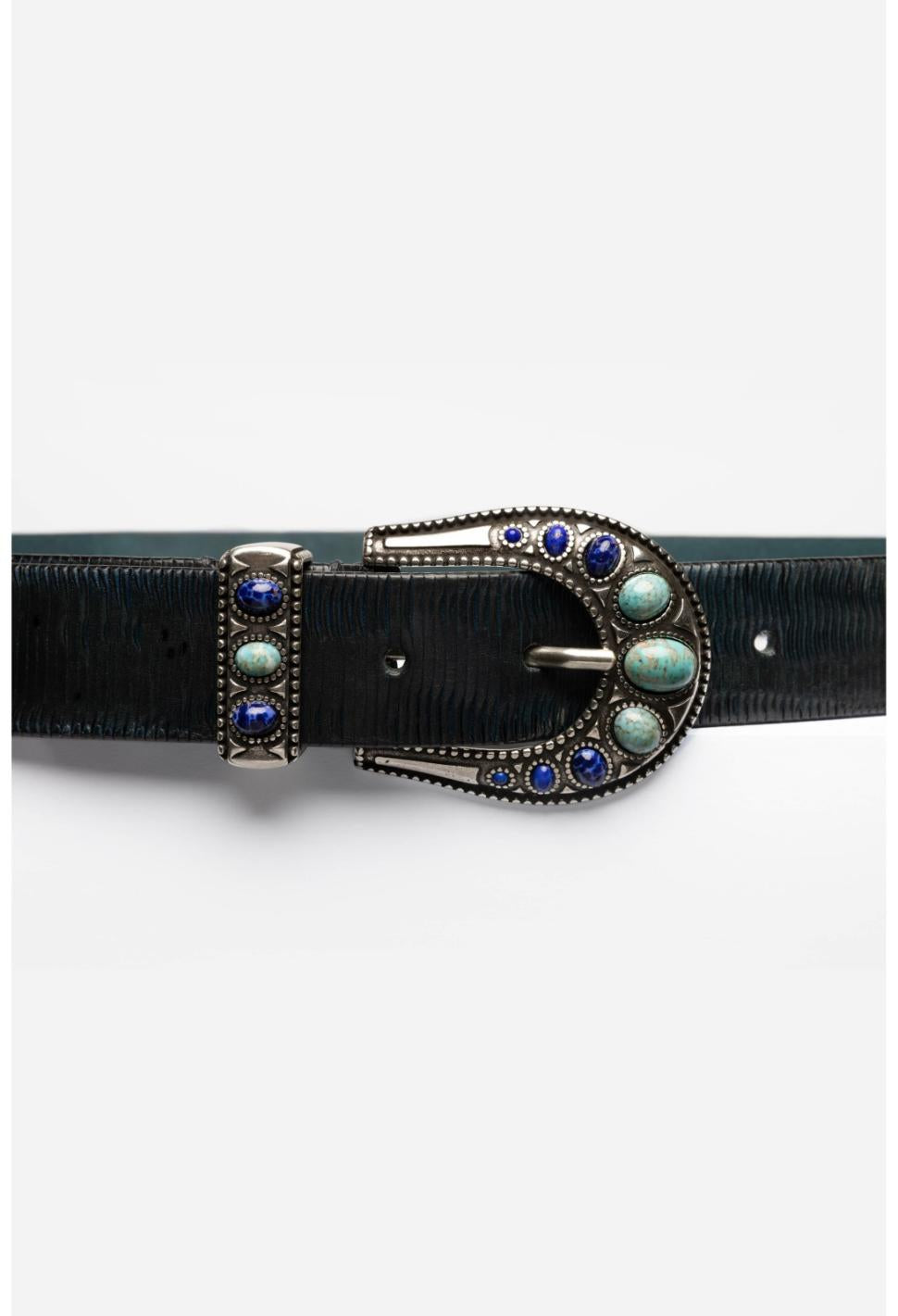 Women Fashion Accessories | Johnny Was Calcolo Italian Leather Belt Navy
