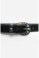 Women Fashion Accessories | Johnny Was Calcolo Italian Leather Belt Navy