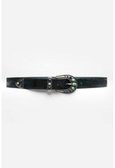 Women Fashion Accessories | Johnny Was Calcolo Italian Leather Belt Navy