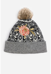 Women Fashion Accessories | Johnny Was Sammy Fairisle Beanie Charcoal