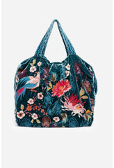 Women Handbags | Johnny Was Ashira Velvet Tote Bag Deep Teal