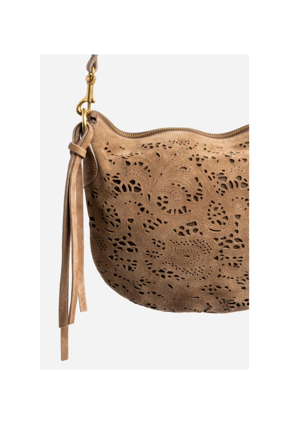 Women Handbags | Johnny Was Fiore Italian Suede Saddle Bag Walnut