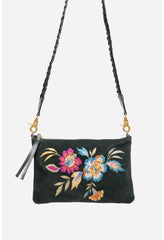 Women Handbags | Johnny Was Floreale Italian Suede Clutch Crossbody Dunkel