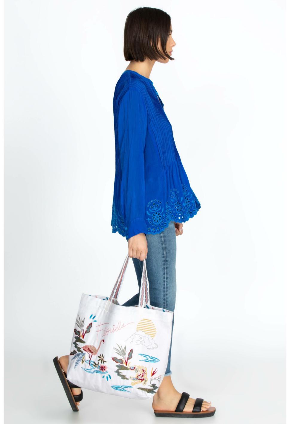 Women Handbags | Johnny Was Florida Everyday Tote White