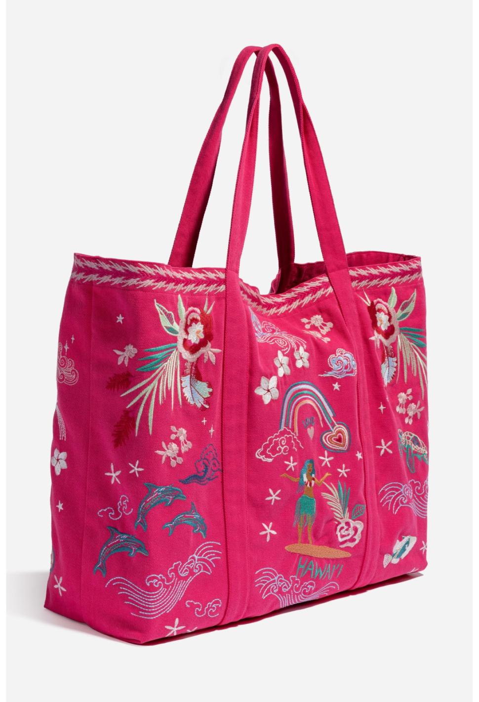 Women Handbags | Johnny Was Hawaii Beach Tote Raspberry