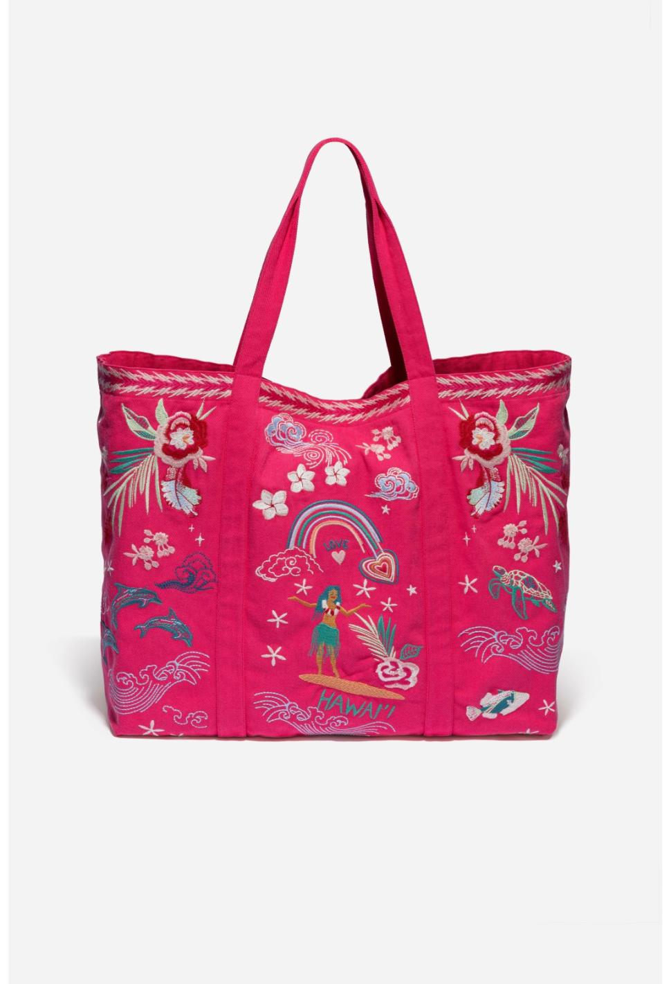 Women Handbags | Johnny Was Hawaii Beach Tote Raspberry