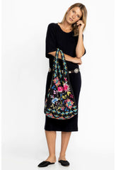 Women Handbags | Johnny Was Julie Linen Slouchy Tote Black