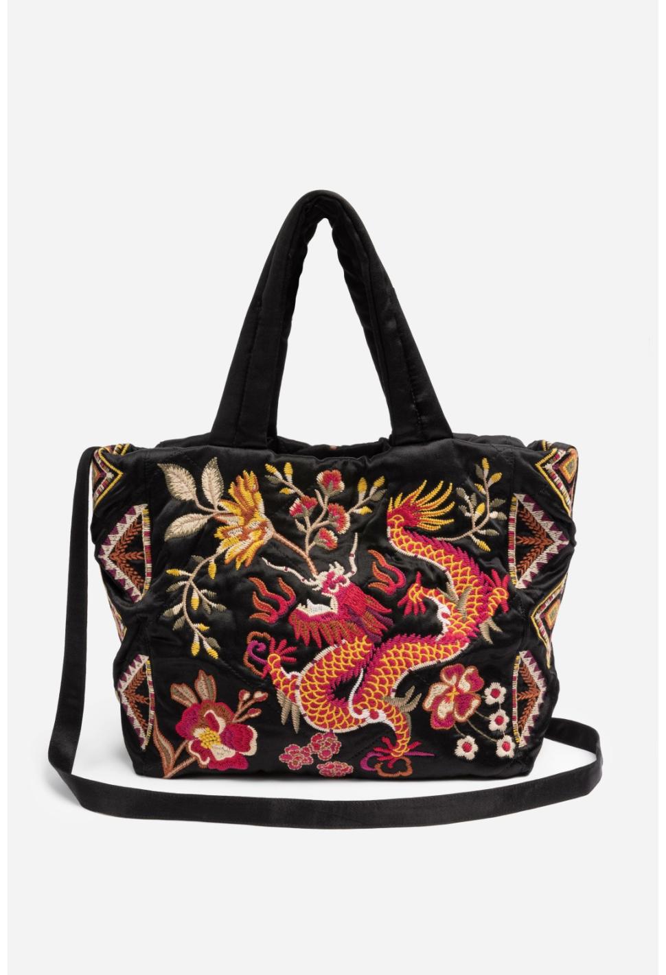 Women Handbags | Johnny Was Lilith Quilted Satin Tote Black