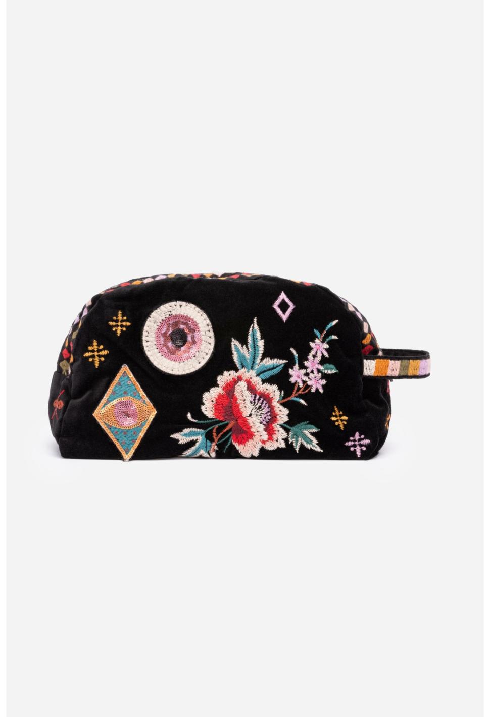 Women Handbags | Johnny Was Margo Patched Makeup Bag Black