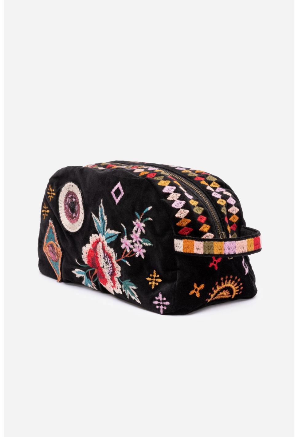 Women Handbags | Johnny Was Margo Patched Makeup Bag Black