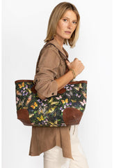 Women Handbags | Johnny Was Midnight Mariposa Italian Leather Tote Midnight Mariposa