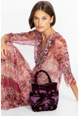Women Handbags | Johnny Was Palmira Velvet Pouch Eggplant