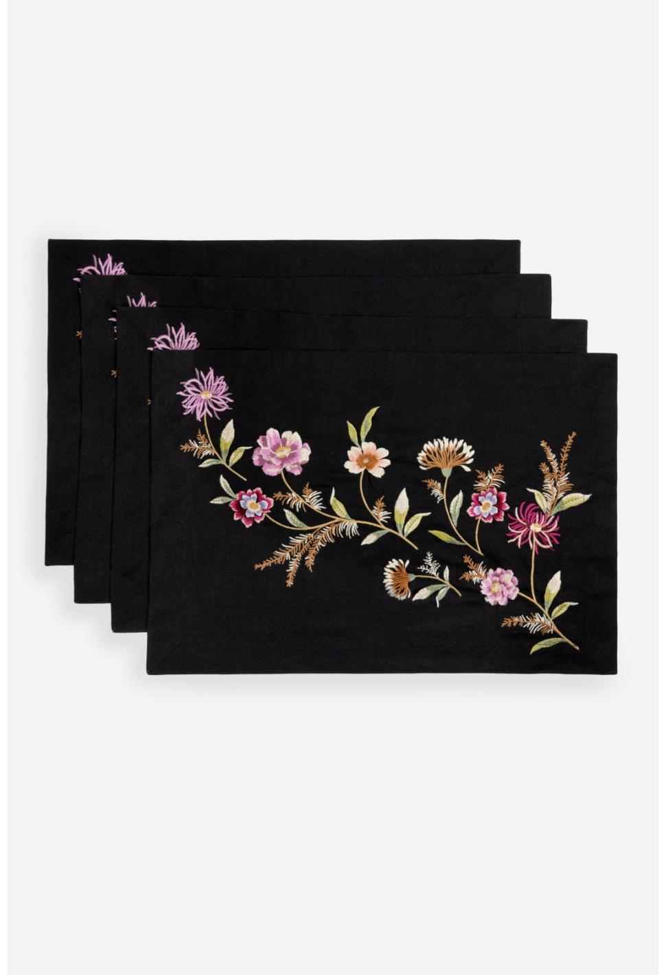 Women Home Accessories | Johnny Was Meriah Set Of 4 Placemats Black