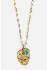 Women Jewelry | Johnny Was Evil Eye And Moon Charm Necklace Brass