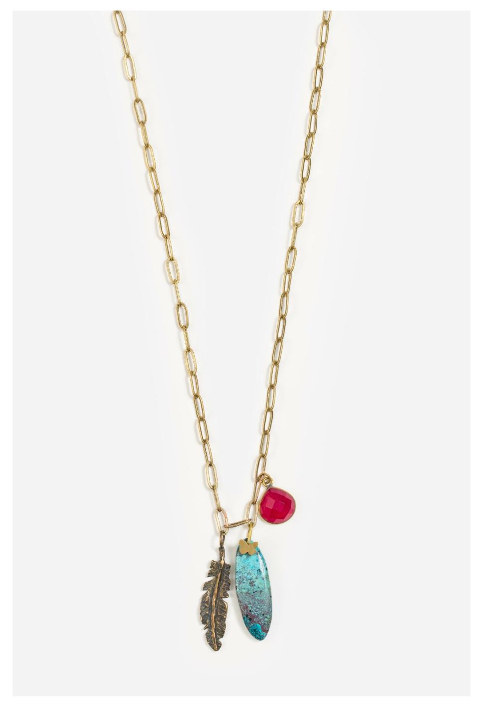 Women Jewelry | Johnny Was Feather Charm Necklace Multi