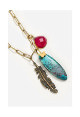 Women Jewelry | Johnny Was Feather Charm Necklace Multi