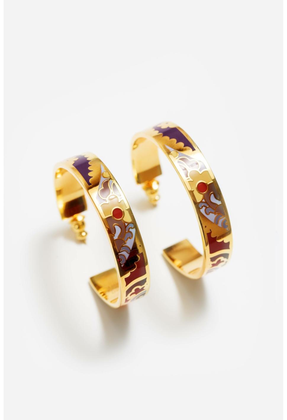 Women Jewelry | Johnny Was Sandalwood Enamel Hoop Earring Sandalwood