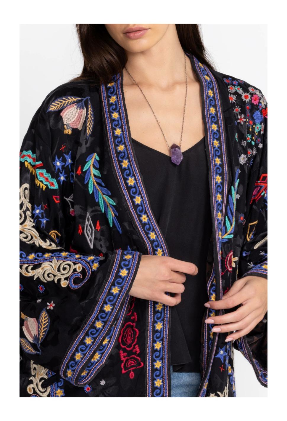 Women Kimonos | Johnny Was Elletra Kimono Reversible Black